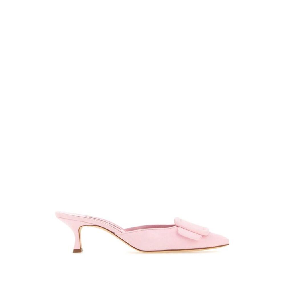 Manolo Blahnik Women Pink Suede Maysale Mules
